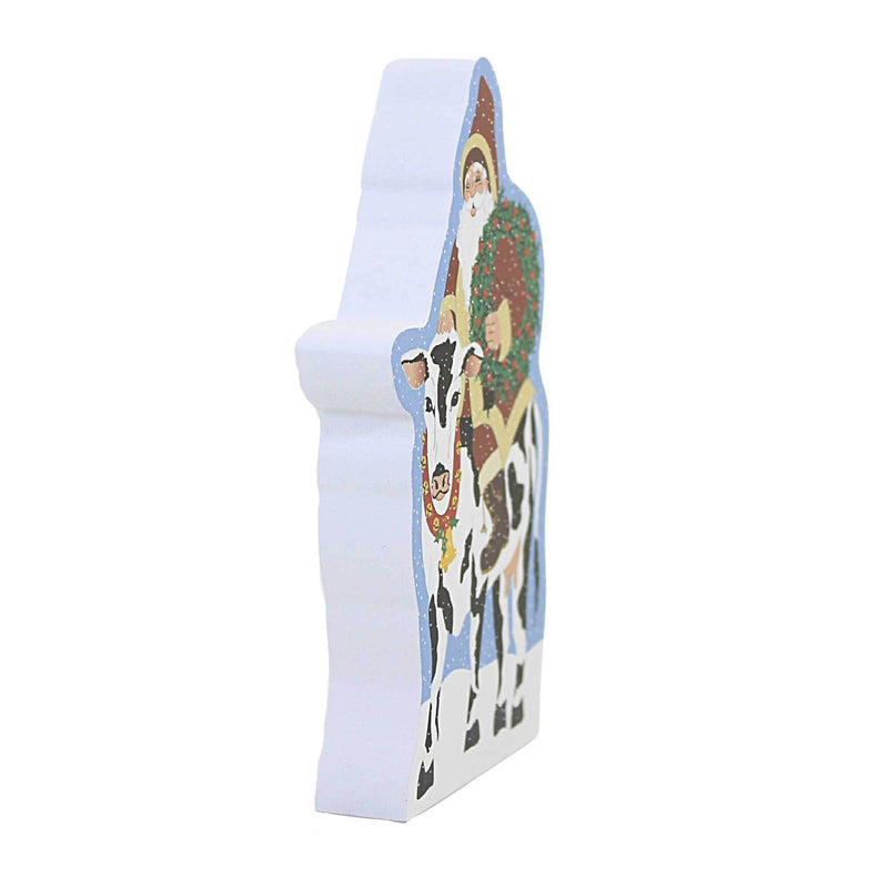 Cat's Meow Village Santa Arrives On A Holstein - - SBKGifts.com