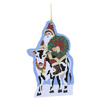 Cats Meow Village Santa Arrives On A Holstein. Ornament 40Th Anniversary 22695 (57592)