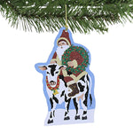 Cats Meow Village Santa Arrives On A Holstein. - - SBKGifts.com