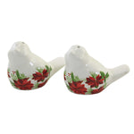 Tabletop Dove Salt And Pepper Set Ceramic Christmas Birds Poinsettia 3Spc9603 (57646)