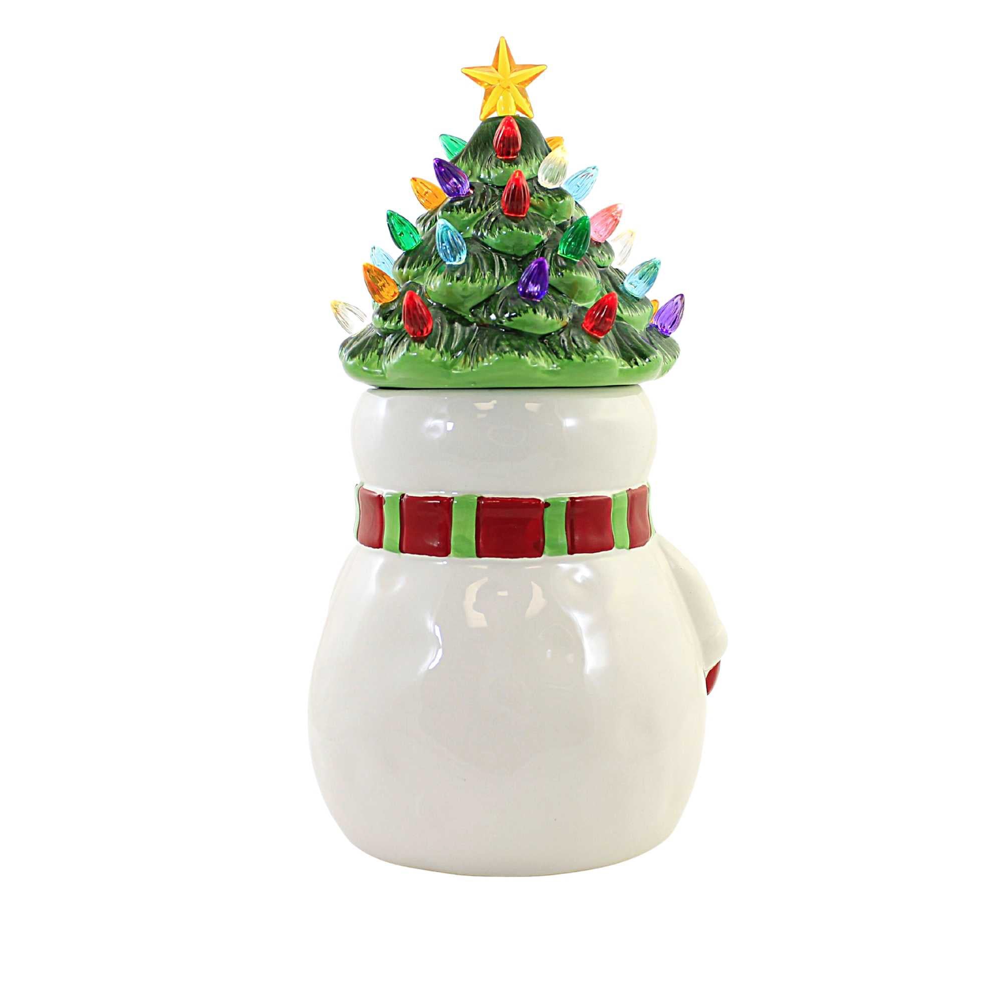 Tabletop Snowman Cookie Jar Led Dolomite Christmas Tree Light-Up