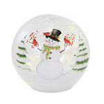 Christmas Snowman W/Cardinals Globe Glass Red Birds Snow Led Lighted Ge30185 (57671)