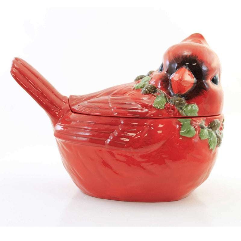 Tabletop Cardinal W/Pinecones Cookie Jar Red Bird Christmas Pine Cones Tc01258 (57681)