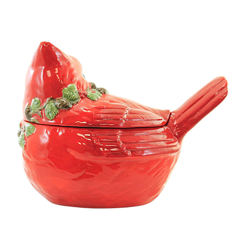 Tabletop Cardinal W/Pinecones Cookie Jar - - SBKGifts.com