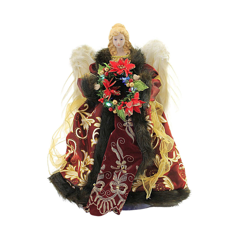 Tree Topper Finial Angel With Wreath Porcelain Christmas Fiber Optic 135252 (57722)