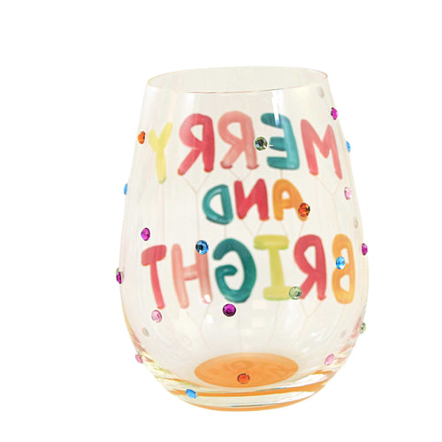 Tabletop Merry & Bright Stemless Wine - - SBKGifts.com