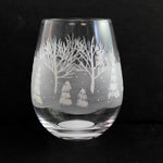 Tabletop Frosted Forest Stemless Wine Glass Lolita Hand Painted 6011247 (57732)