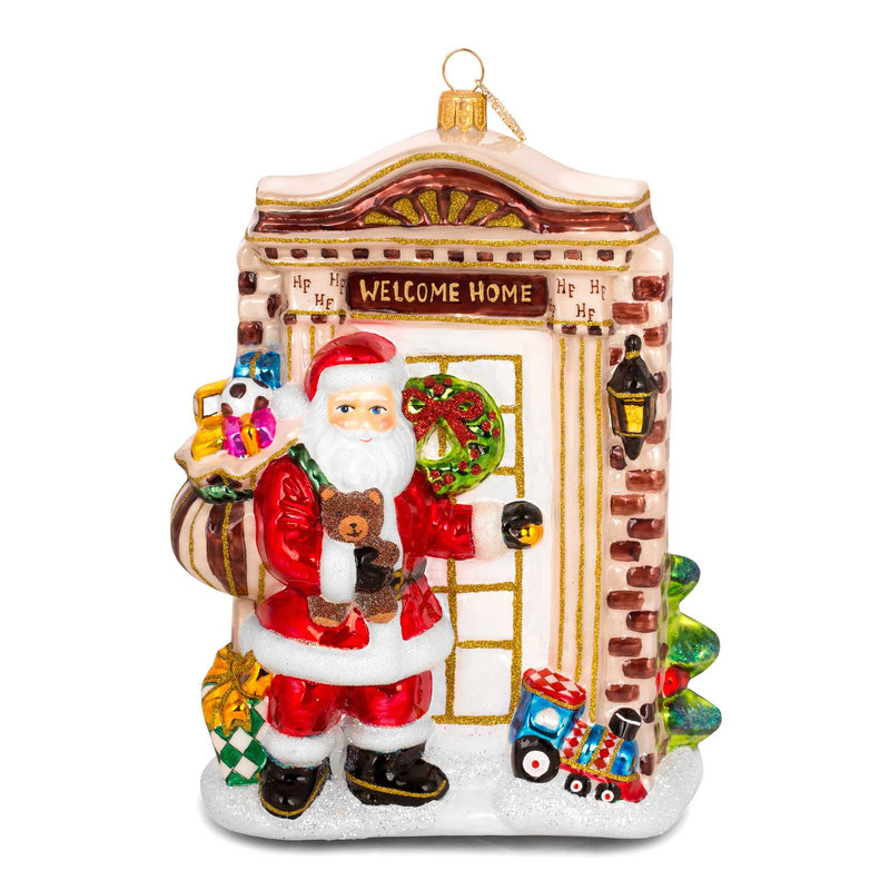 Huras Santa Knocking On The Door Cl Glass Heirloom Ornament New Home Hf501cl (57770)