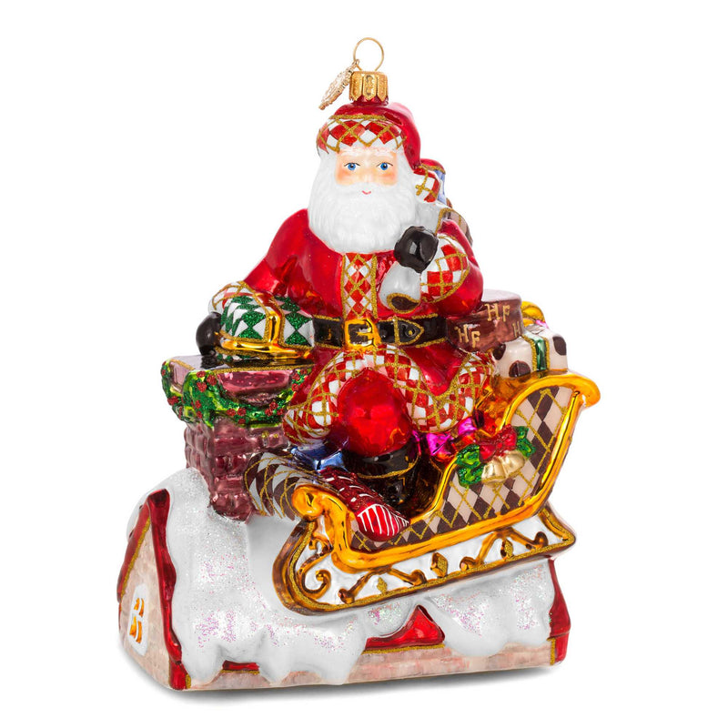 Huras Santa Has Landed Cl Glass Heirloom Christmas Ornament Hf512cl (57773)