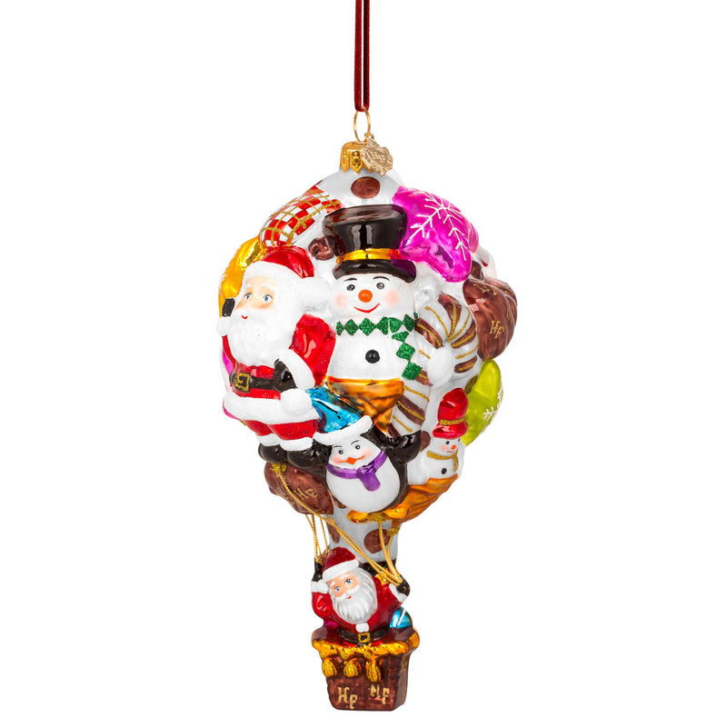 Huras Up, Up, And Away Santa Cl Glass Heirloom Ornament Air Ballon Hf509cl (57774)
