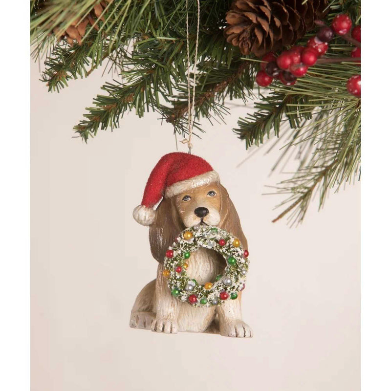 Holiday Ornament Puppy With Wreath Ornament - - SBKGifts.com