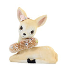 Christmas Pastel Fawn With Wreath Paper Mache Retro Inspired Deer Tj1320 (57784)