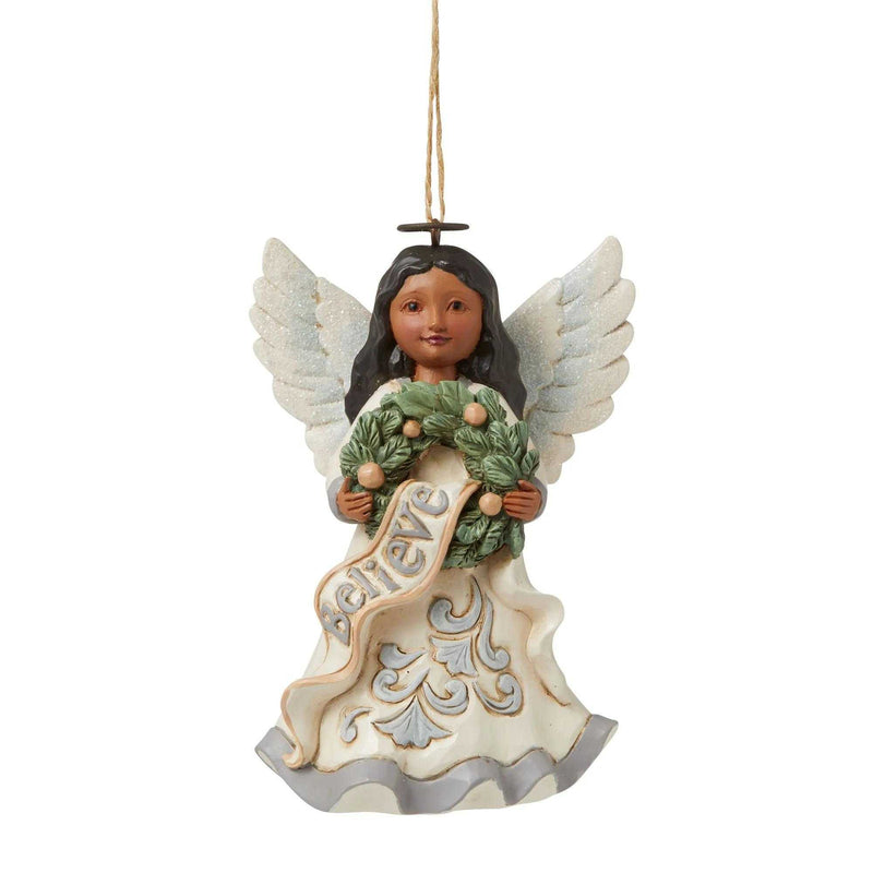 Jim Shore Woodland Angel Believe Polyresin Ornament Dark Skin 6010355 (57811)