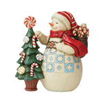Jim Shore 8 Inch Sweet Christmas Traditions Polyresin Snowman Figurine Candy Tree 6009590 (57819)