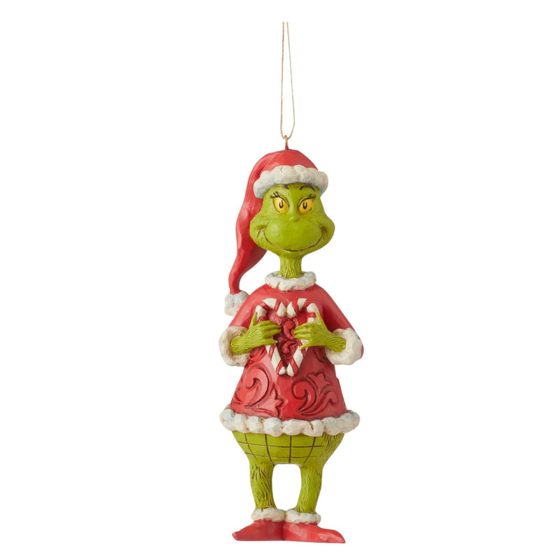 Jim Shore Grinch Holding Candy Cane Heart Polyresin Ornament Dr Seuss 6010785 (57836)