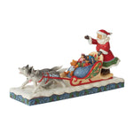 Jim Shore Merry Mushing Polyresin Sledding Santa Dog 6010826 (57856)