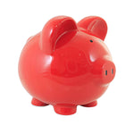 Child To Cherish Red Big Ear Piggy Bank - One Piggy Bank 7.5 Inch, Ceramic - Money Saving 3808Rd (57874)