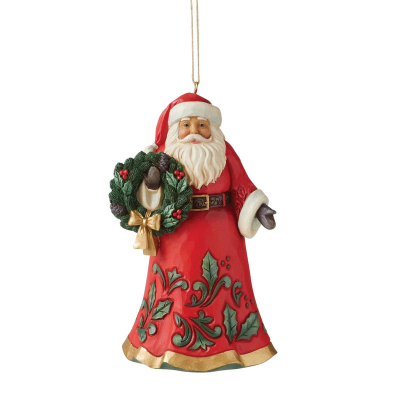 Jim Shore Jolly Santa Holding Wreath Polyresin Ornament 6011496 (58318)