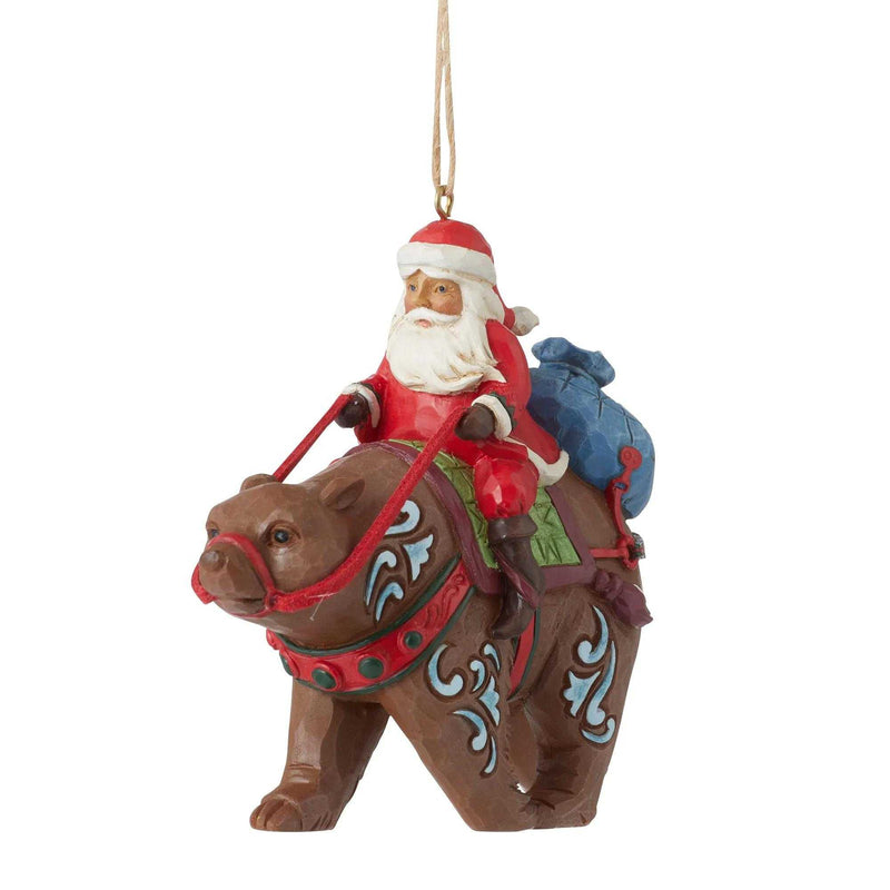 Jim Shore Santa Riding A Bear Ornament Polyresin Heartwood Creek 6011497 (58322)