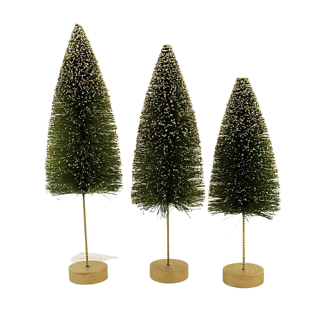 Bethany Lowe Set of 3 Metallic Mini Bottle Brush Trees Christmas Decoration  LC1542