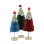 Christmas Sprinkled Bottle Brush Trees Sisal Cupcake St/3 Lc1541 (58336)
