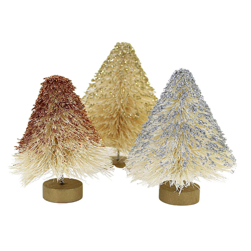 Christmas Mini Metallic Trees Sisal Glittered St/3 Lc1542 (58338)