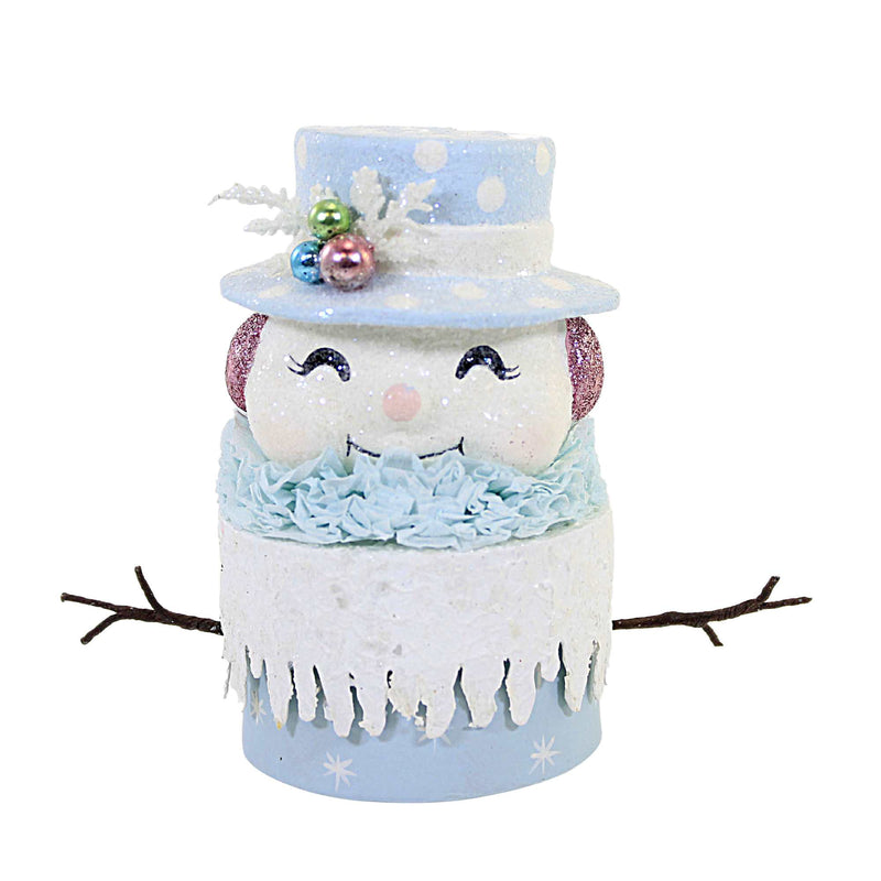 (58341) Christmas Happy Pastel Snowman Box, 4.50 Inch, Container Glittered Tl9420