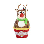 Christmas Rudolph Cupcake Container Polyresin Glittered Red Nose Tl1364 (58343)