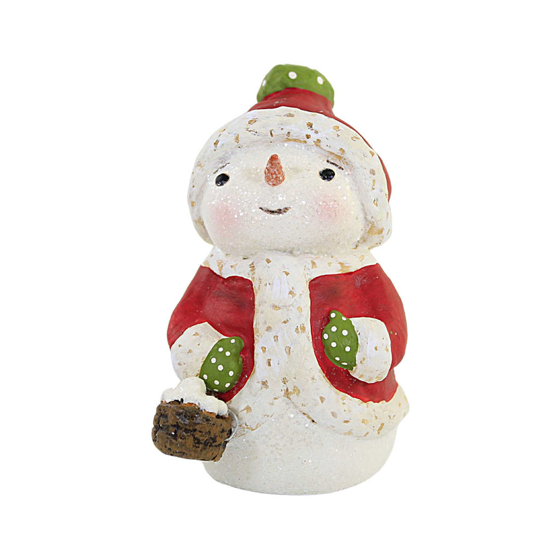 Christmas Snuggle Up In Coat Snowman Polyresin Basket Of Snowballs Ma1070 (58344)