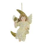 Holiday Ornament Angel In Moon Ornament Christmas Star Glittered Sn6834 (58363)