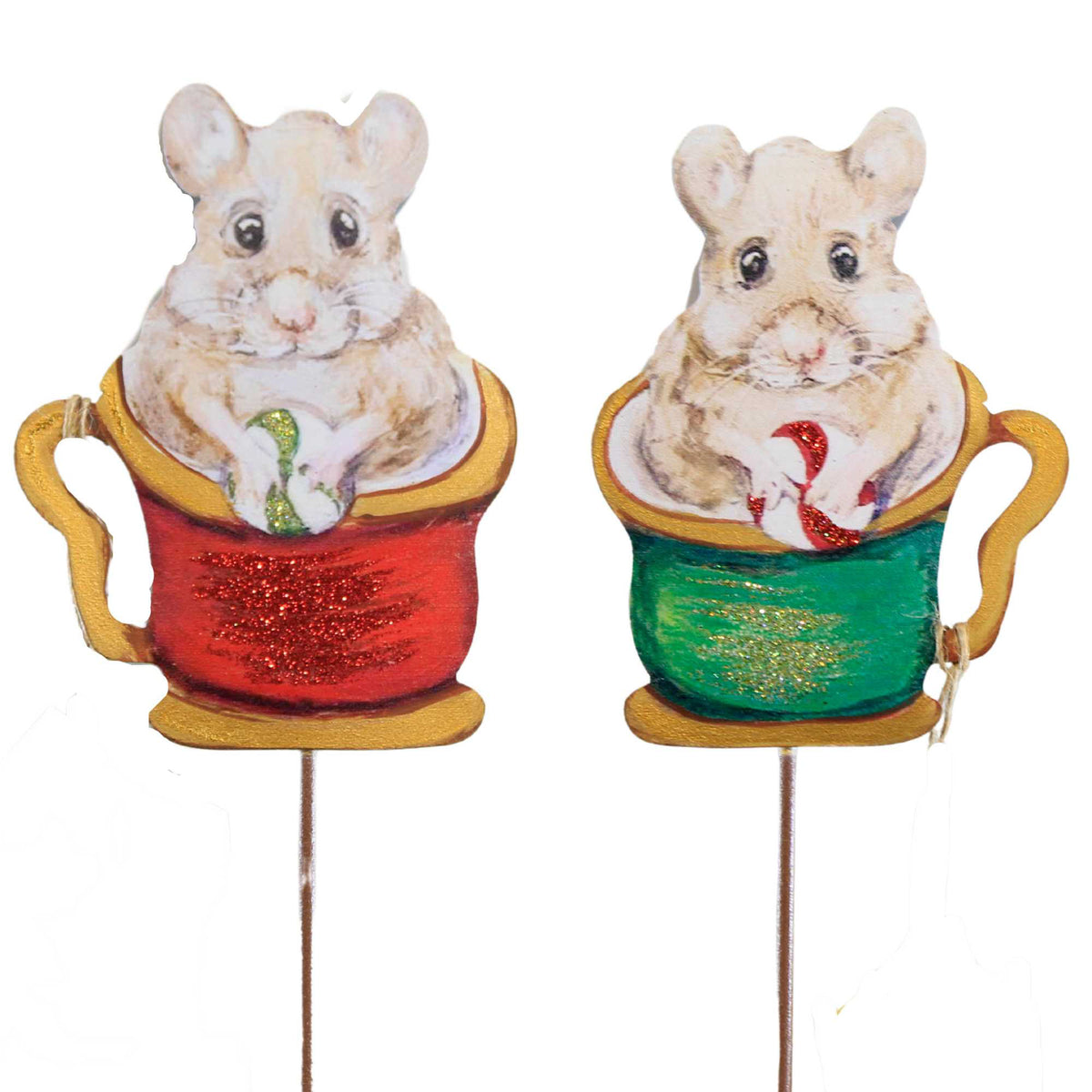 (58375) Tea Time Mice Set/2 Stakes