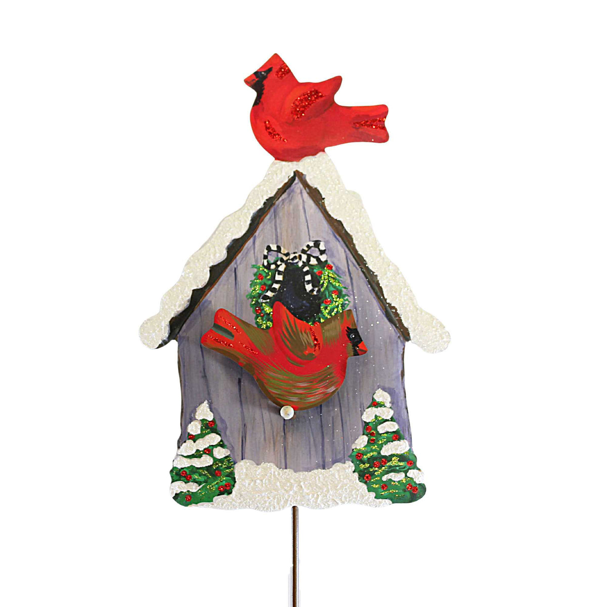 (58376) Cardinal Couple Birdhouse Stake