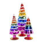 Cody Foster Small Rainbow Hue Trees - Three Glass Trees 7 Inch, Glass - Easter Spring Lgbtq Decorate Decor Village Mantle Ms2105sr (58393)