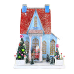 Christmas Holly Jolly Christmas House Paper Board Putz Santa With Bag Hou344 (58402)