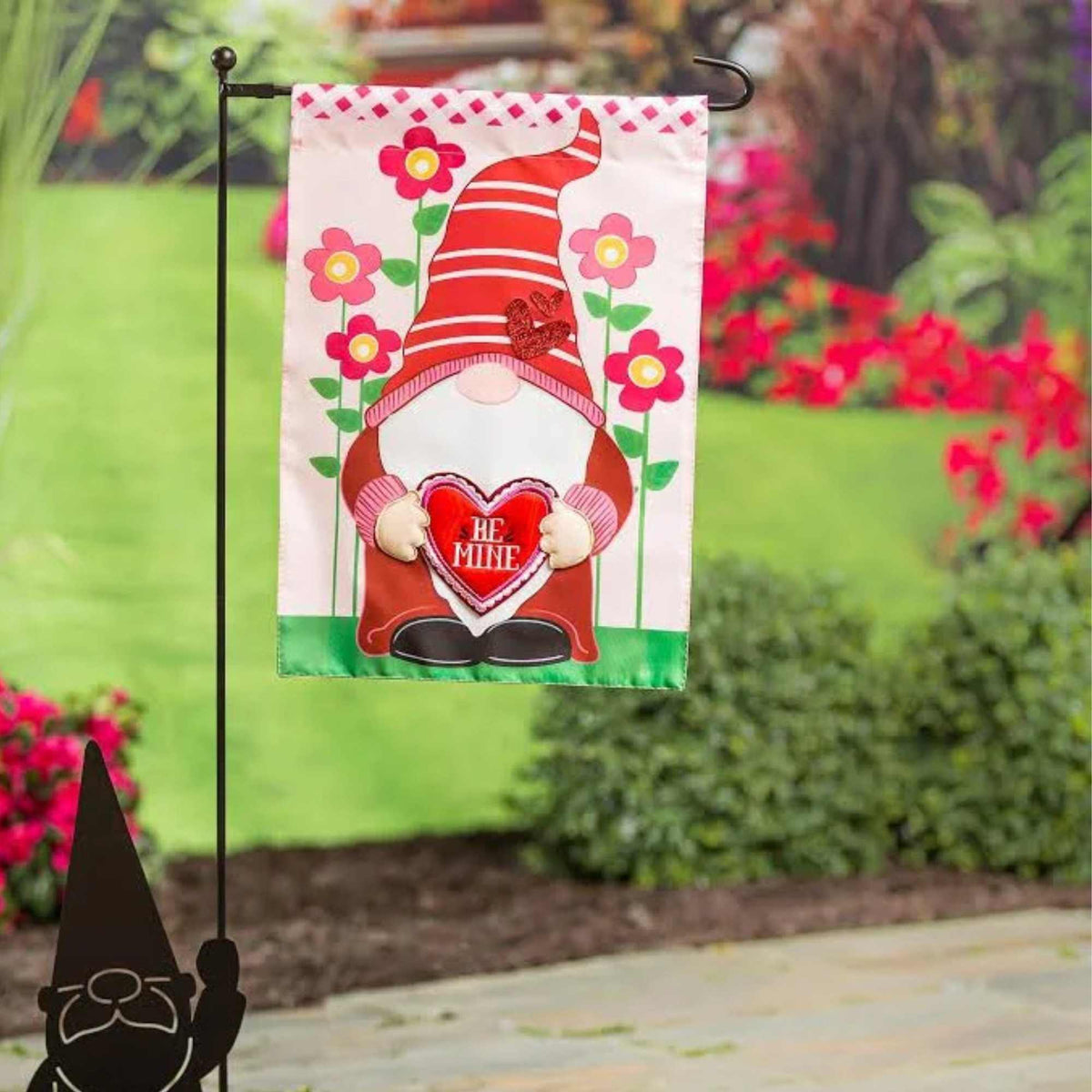 Evergreen Valentine Gnome Garden Flag - - SBKGifts.com