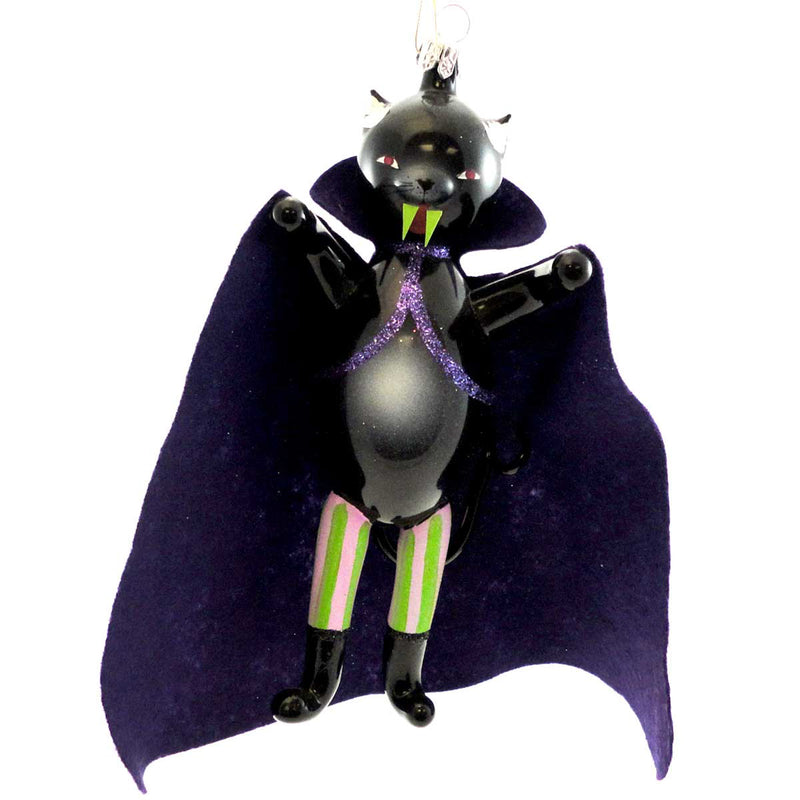 De Carlini DRACULA CAT Glass Ornament Italian Black Cat A5337