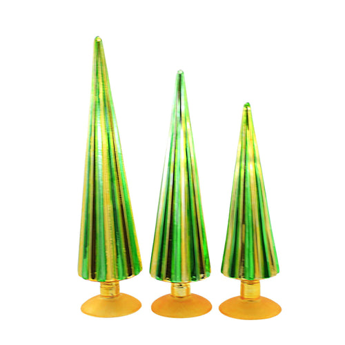 Christmas Green/Gold Pleated Trees - - SBKGifts.com