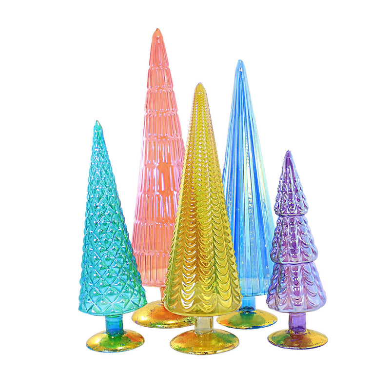 Cody Foster Jewel Tone Iridescent Trees - 5 Glass Trees 18 Inch, Glass - Easter Lgbtq Village Decorate Decor Mantle Cd1837j (58422)