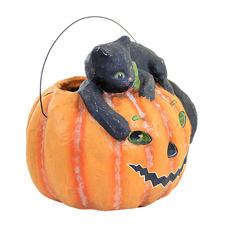 Halloween Black Cat With Pumpkin Bucket - - SBKGifts.com