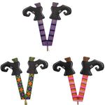 Halloween Witch Legs Multi-Color Set/3 Metal Boots Glitter F22079 (58455)