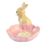 Tabletop Bunny With Pink Petal Bowl - - SBKGifts.com