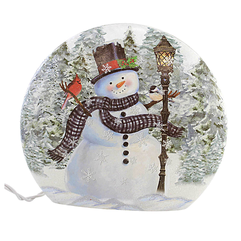 Stony Creek Snowman At Light Post Orb Glass Pre-Lit Electric Christmas Gls2261 (58508)