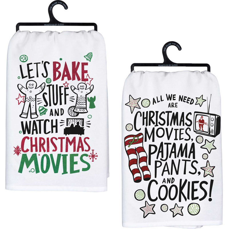 Decorative Towel Christmas Movies Dish Towels Set/2 Bake Pajamas 35533-109659 (58537)