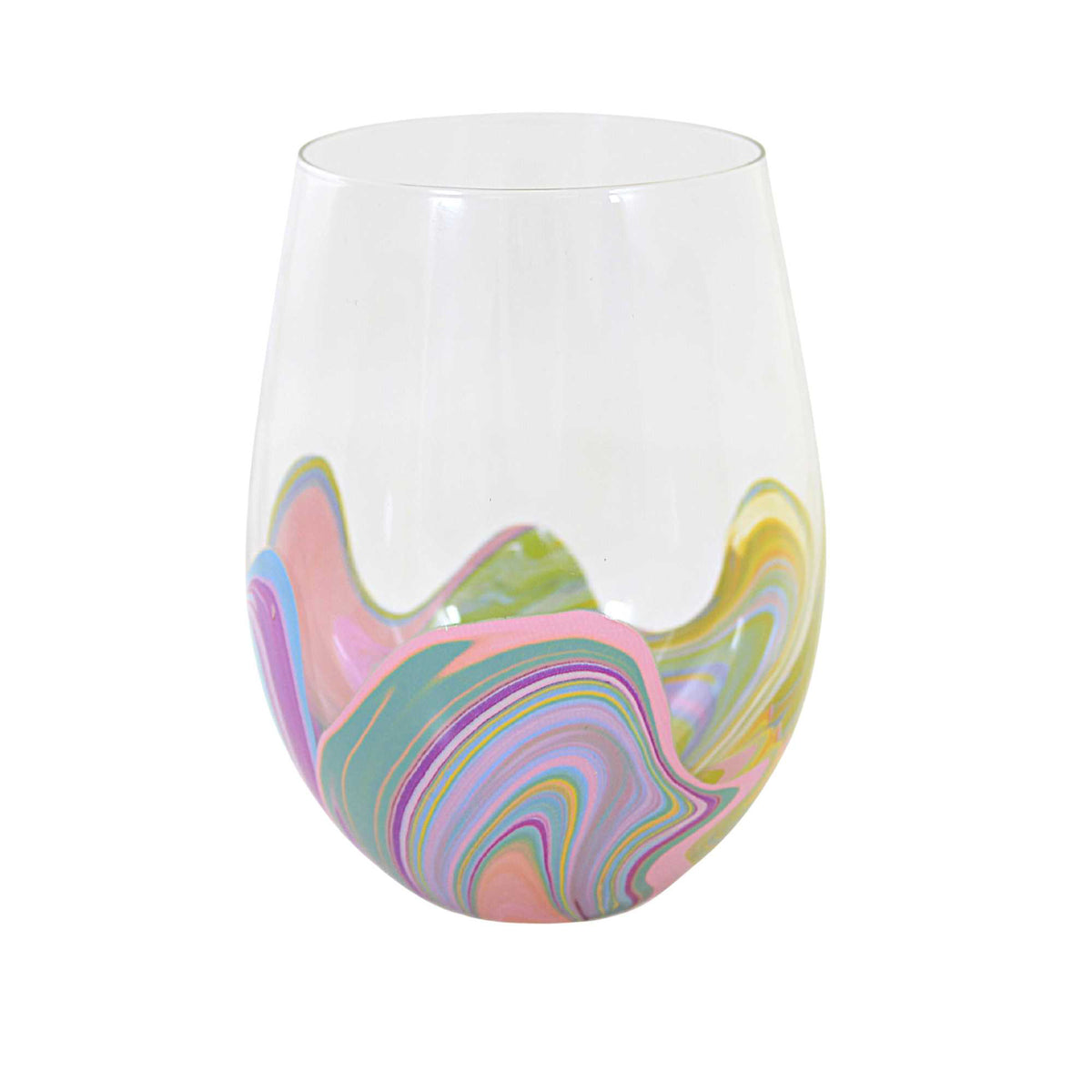 (58610) Pink Groove Stemless Wine Glass