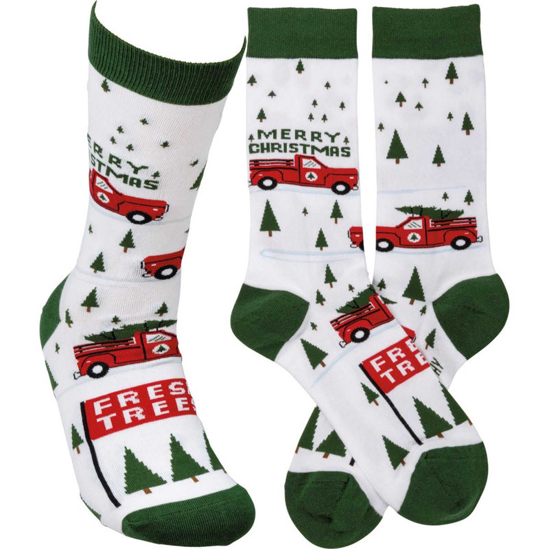 (58618) Red Truck & Tree Socks