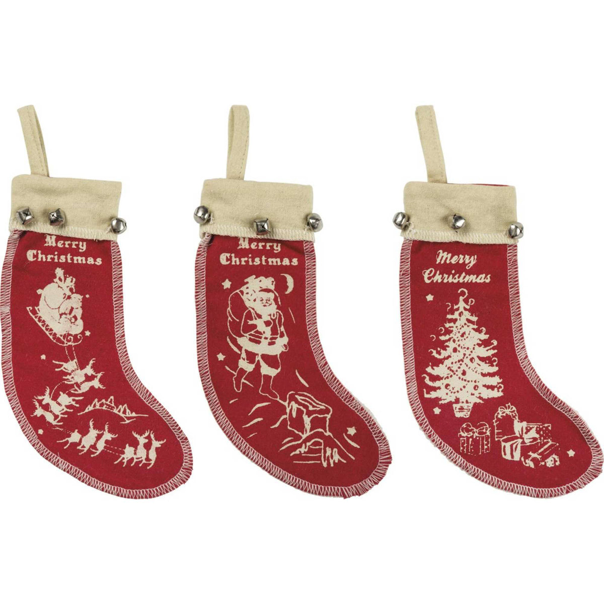 (58632) Felt Stocking Ornament Set/3