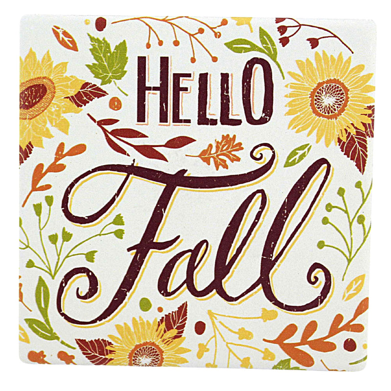 Tabletop Hello Fall Coaster Set Sunflowers Harvest Thanksgiving 109917 (58688)