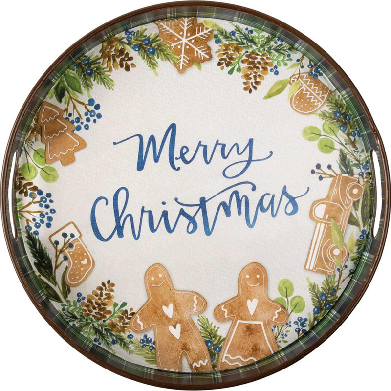 Tabletop Merry Christmas Tray Metal Serving Gingerbread 111053 (58691)