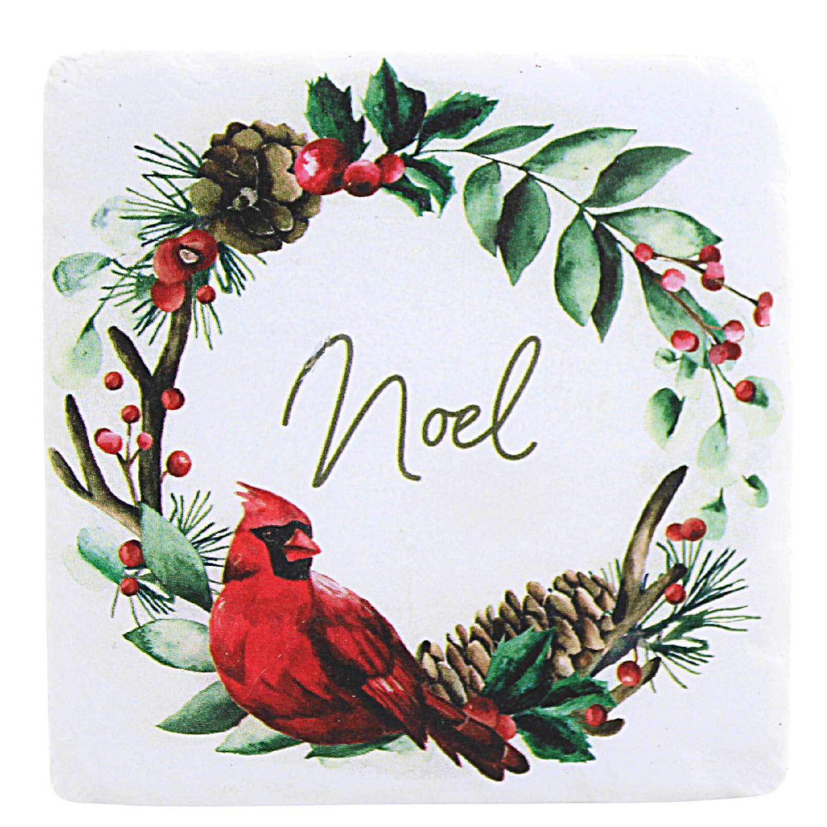 Tabletop Cardinal Wreath Coaster Set/4 - - SBKGifts.com