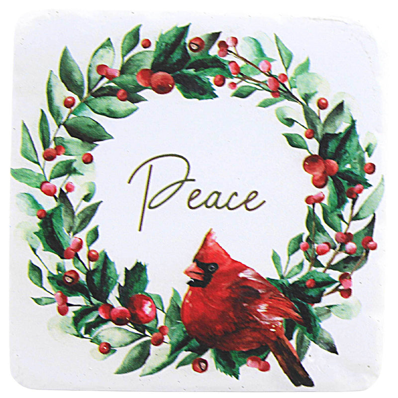 Tabletop Cardinal Wreath Coaster Set/4 - - SBKGifts.com